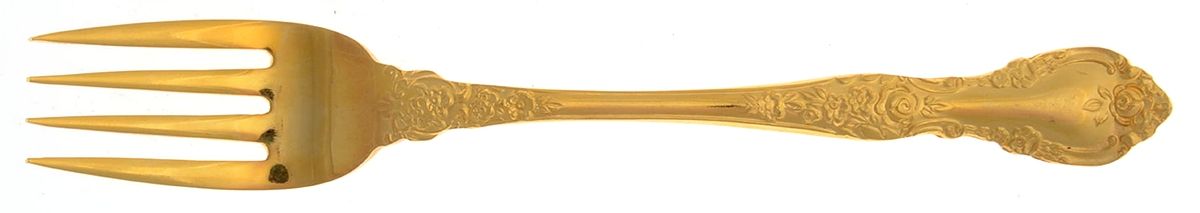 Golden Antique Rose (Gold Electroplate) Individual Salad Fork by Stanley Roberts-1