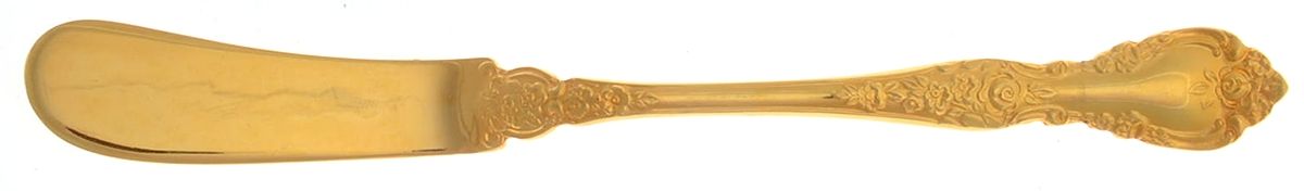 Golden Antique Rose (Gold Electroplate) Flat Handle Master Butter Knife by Stanley Roberts-1