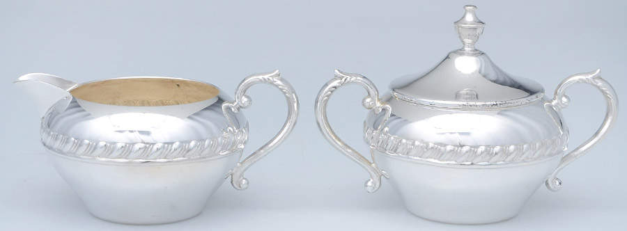 SDN10 (Silverplate, Hollowware) Mini Creamer & Open Sugar by Sheridan Silver Co-1
