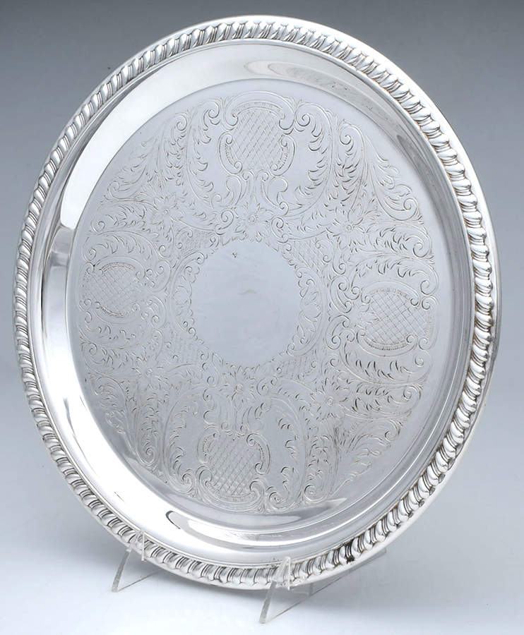 SDN10 (Silverplate, Hollowware) 12" Round Tray by Sheridan Silver Co-1