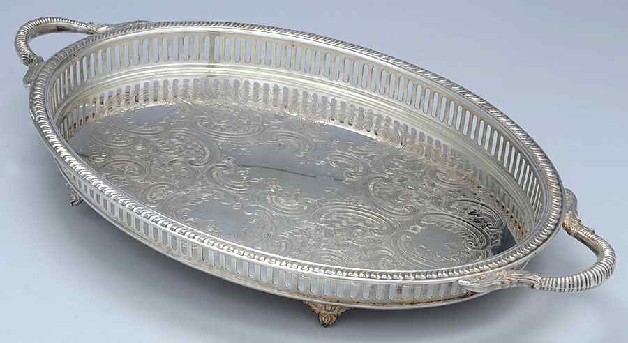 SDN10 (Silverplate, Hollowware) 16" Gallery Tray by Sheridan Silver Co-1