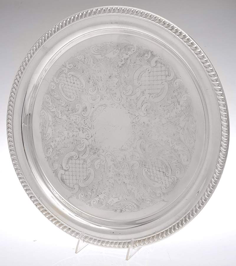 SDN10 (Silverplate, Hollowware) 16" Round Tray by Sheridan Silver Co-1
