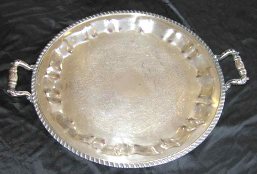 16 (Silverplate, Hollowware) Silverplate Waiter Tray by Sheets-Rockford-1