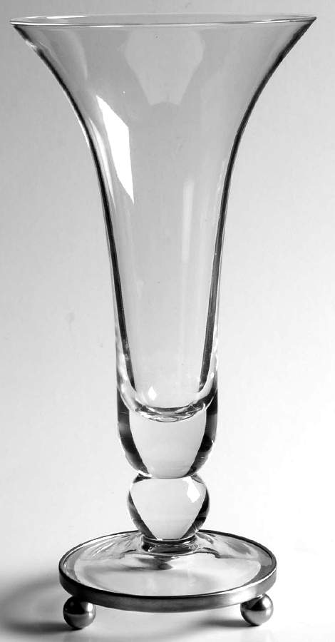Astoria (Stainless, Hollowware) 8" Glass Trumpet Vase with Metal Feet by Southern Living-1