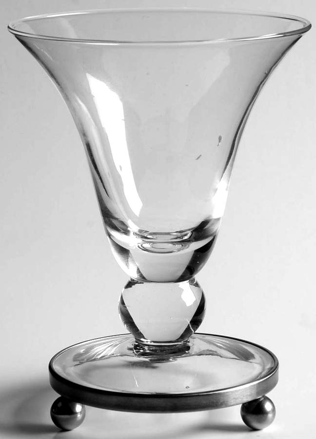 Astoria (Stainless, Hollowware) 5" Glass Trumpet Vase with Metal Feet by Southern Living-1