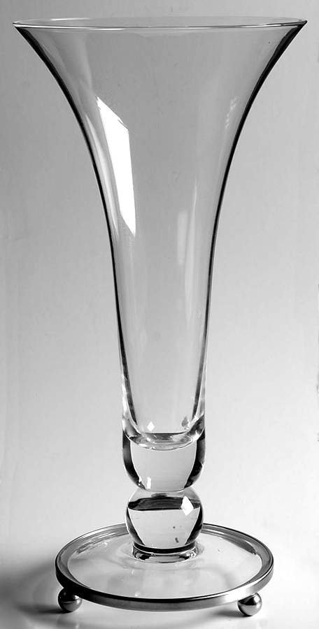 Astoria (Stainless, Hollowware) 11" Glass Trumpet Vase with Metal Feet by Southern Living-1