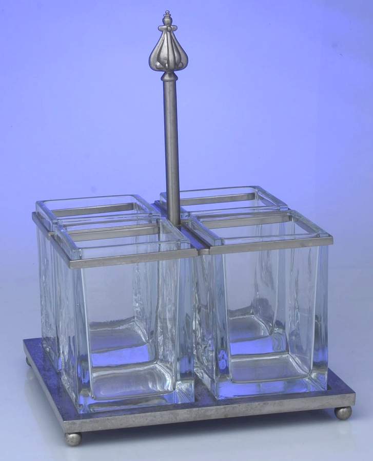 Astoria (Stainless, Hollowware) Flatware Caddy W/4 Glass Insert by Southern Living-1