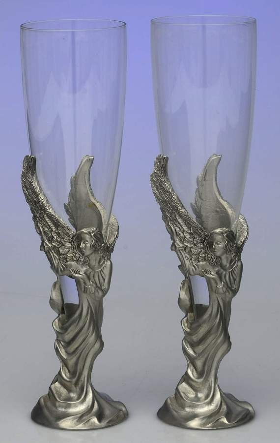Pewter Hollowware Champagne Flute - Set of 2 by Seagull Pewter-1