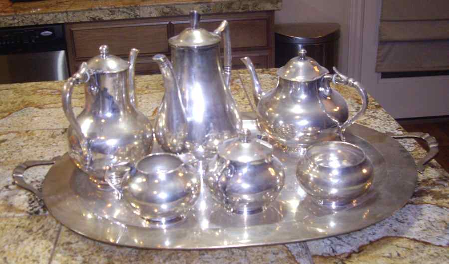 SBN8 (Sterling, Hollowware) 4 Piece Tea Set (SCP, STP, SCR, SSU) by Sanborns (Mexico)-1