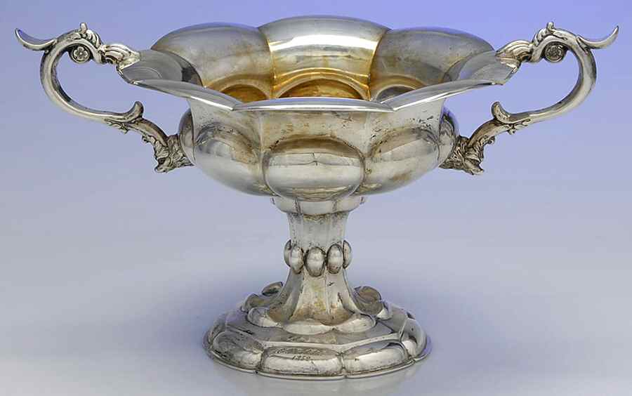 Sterling Hollowware 2 Handle Round Pedestal Centerpiece by Schott Silver-1