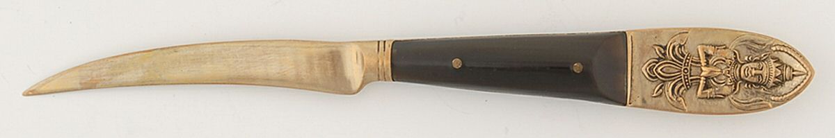 Siam (Brass)-Black Handle, Sitting Buddha Individual Solid Fruit Knife by Unknown Mfg Silver-1