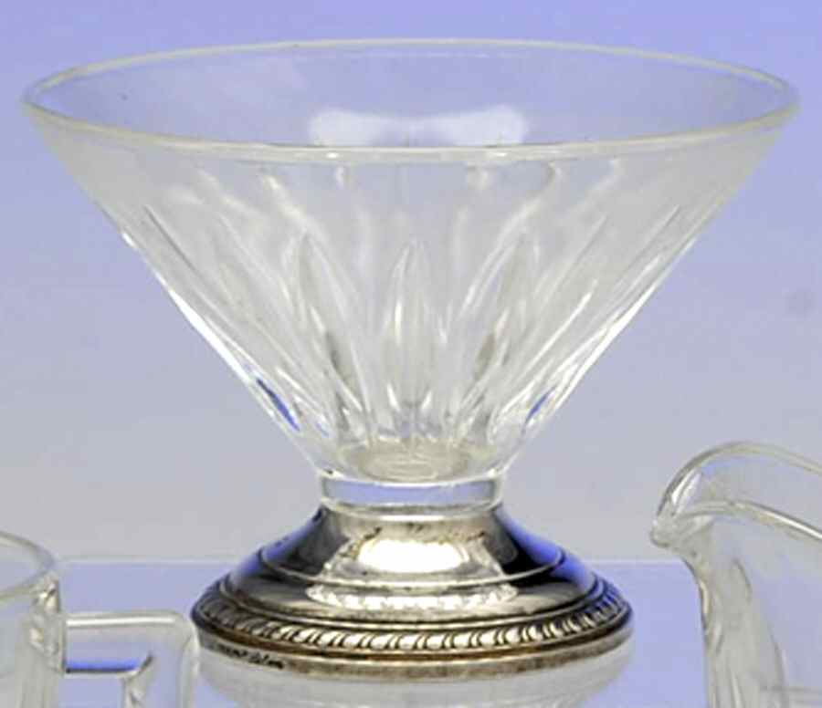 Sterling Hollowware Low Sherbet w/Crystal Bowl,Sterling Base by Saben Silversmith-1