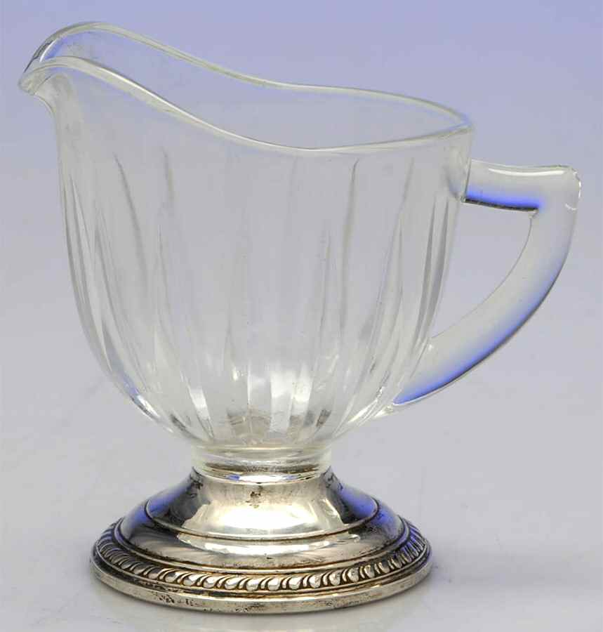 Sterling Hollowware Crystal Creamer with Sterling Base by Saben Silversmith-1