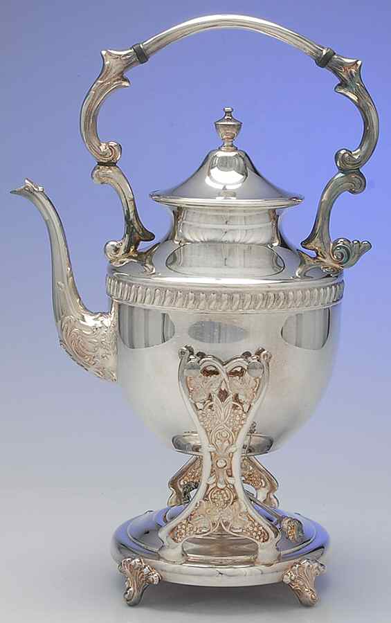SDN19 (Silverplate, Hollowware) Kettle, Stand & Burner by Sheridan Silver Co-1