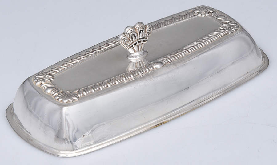 Silverplate Hollowware Metal Lid No Glass Base 1/4 Pound Butter by Saben Silversmith-1