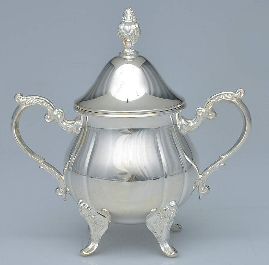 Fluted (Silverplate, Hollowware) Sugar Bowl & Lid by Sheridan Silver Co-1