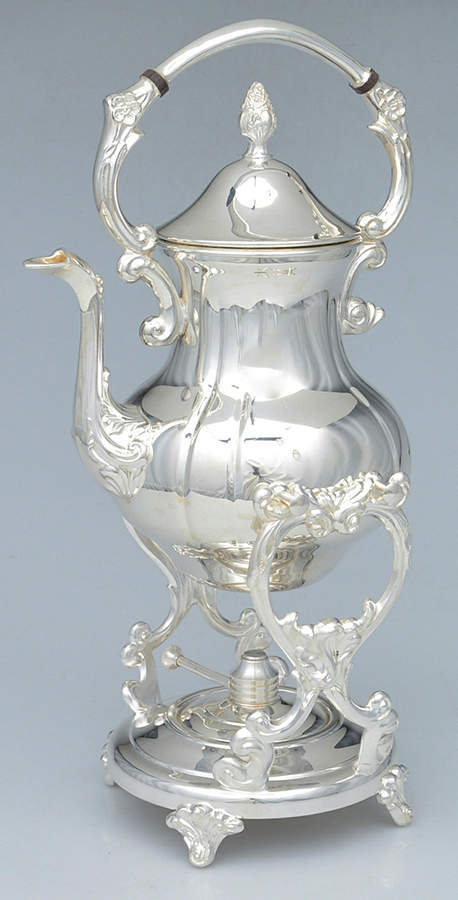Fluted (Silverplate, Hollowware) Kettle, Stand & Burner by Sheridan Silver Co-1