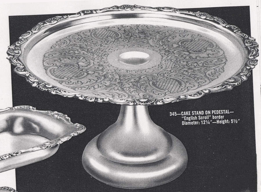 English Scroll (Silverplate, Hollowware) 12" Diameter Pedestal Cake Stand by Sheridan Silver Co-1