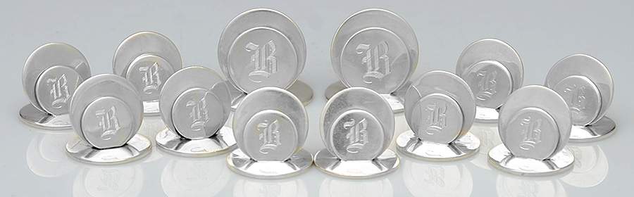 Sterling Hollowware (Set of 12) Place Card Holder by Sampson Mordan & Co-1