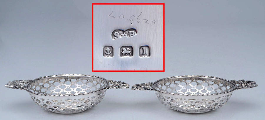 Sterling Hollowware Pair of 4" Pierced Bon Bon Bowls by Synyer & Beddoes-1