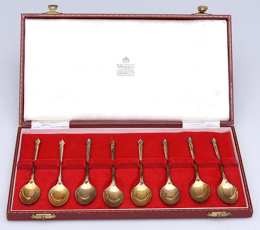 Sterling Flatware (Set of 8) Demitasse Spoon with Case by S J Rose & Son-1