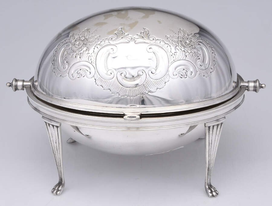 England Silverplate Hollowware Oval Roll Top Vegetable w/Liner & Strainer by Spurrier & Co-1