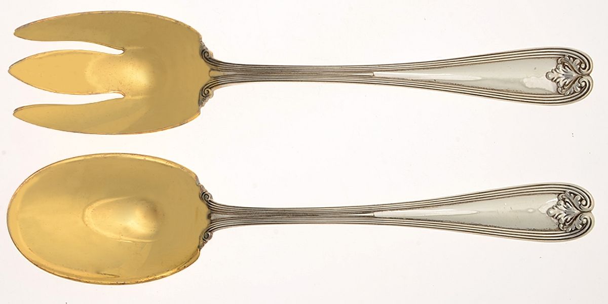 Colonial (Sterling, 1895) 2 Piece Solid Seafood Serving Set by Tiffany & CO SILVER-1
