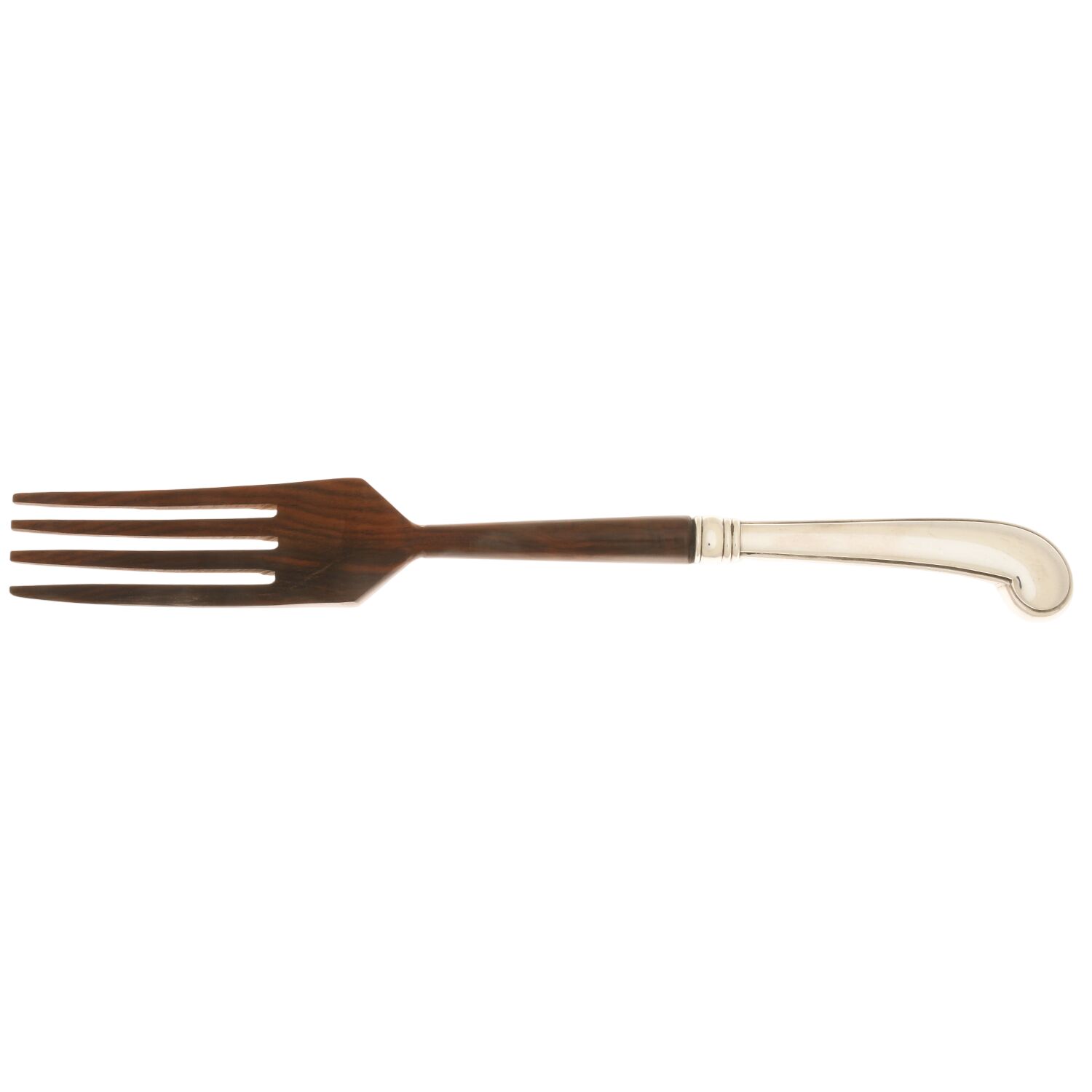 King William-Antique (Sterling, 1870) Salad Serving Fork with Wooden Prongs HC by Tiffany & CO SILVER-1