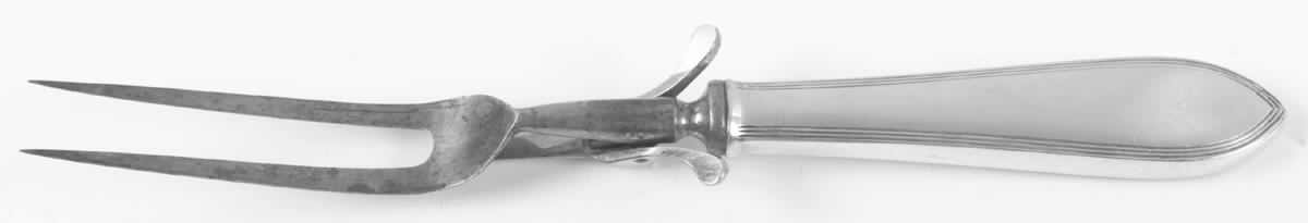 Reeded Edge (Sterling, 1937, No Monograms) Large Stainless-Prong Roast Carving Fork by Tiffany & CO SILVER-1
