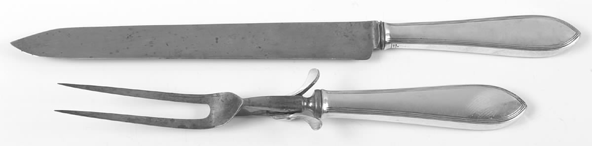 Reeded Edge (Sterling, 1937, No Monograms) Large 2-Piece Roast Carving Set w/Stainless Blade by Tiffany & CO SILVER-1