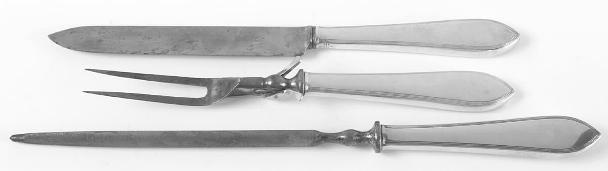 Reeded Edge (Sterling, 1937, No Monograms) Small Steak 3-Piece Carving Set with Stainless Blade by Tiffany & CO SILVER-1