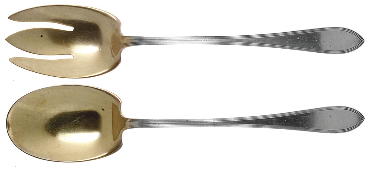 Reeded Edge (Sterling, 1937, No Monograms) Solid Oversized Serving Salad Set by Tiffany & CO SILVER-1