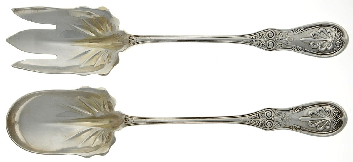 Saratoga (Sterling, 1870, No Monograms) Solid Oversized Serving Salad Set by Tiffany & CO SILVER-1