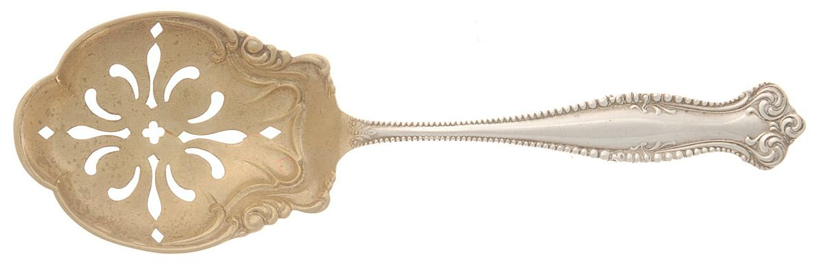 Canterbury (Sterling, 1893) Pierced Nut Serving Spoon by Towle Silver-1
