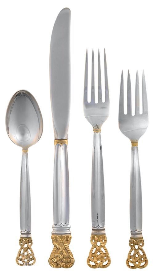 Celtic Weave Gold (Sterling) 32 Piece Estate Set by Towle Silver-1