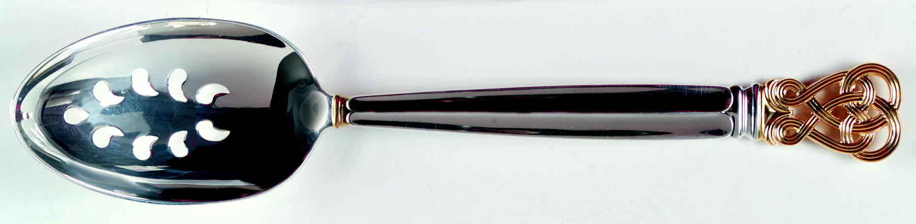 Celtic Weave Gold (Sterling) Pierced Tablespoon (Serving Spoon) by Towle Silver-1