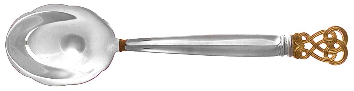Celtic Weave Gold (Sterling) Sugar Spoon by Towle Silver-1