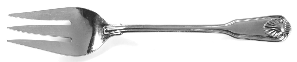 English Shell (Stainless) Large Solid Cold Meat Serving Fork by Towle Silver-1