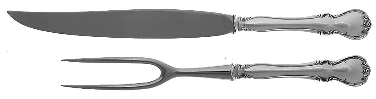 French Provincial (Sterling, 1948) 2 Piece Small Carving Set W/ Sterling Guard by Towle Silver-1