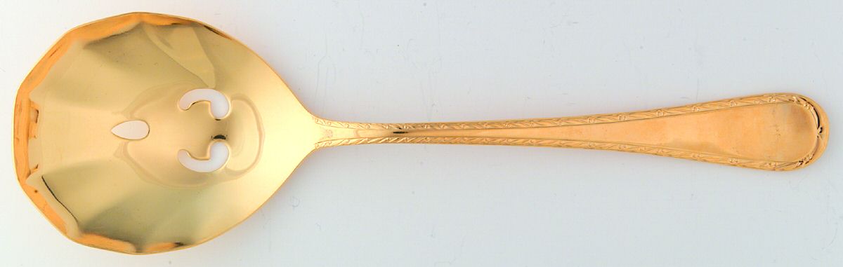Golden Chippendale (Stainless) Pierced Solid Serving Spoon by Towle Silver-1