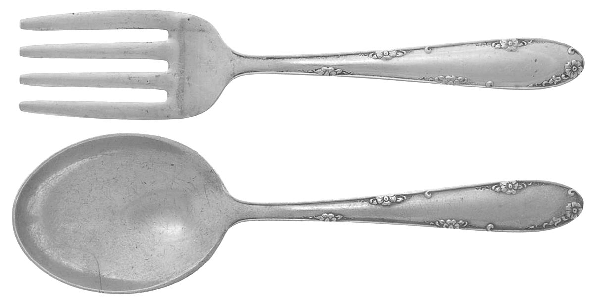Madeira (Sterling, 1948, No Monograms) 2 Pc Baby Set (BF, BS) by Towle Silver-1