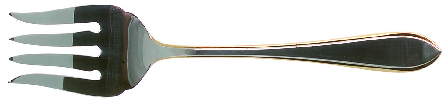 Newbury Thread Gold (Stainless) Medium Solid Cold Meat Serving Fork by Towle Silver-1