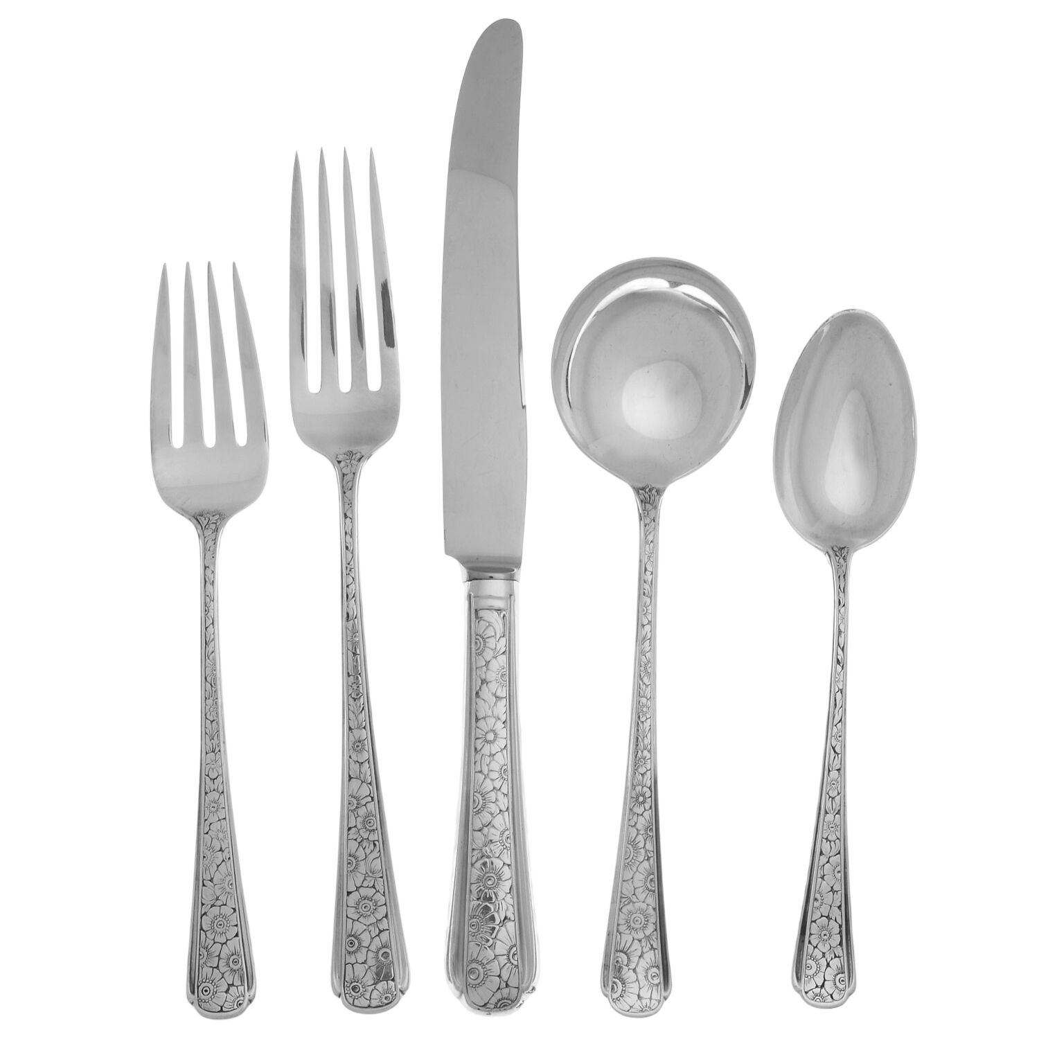 Old Brocade (Sterling, 1932) 40 Piece Estate Set by Towle Silver-1