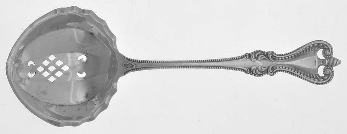 Old Colonial (Sterling, 1895, No Monograms) Solid Bon Bon Spoon with Pierced Bowl by Towle Silver-1