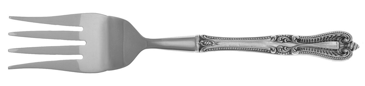 Old Colonial (Sterling, 1895, No Monograms) Cold Meat Fork Large, Stainless Tines HC by Towle Silver-1