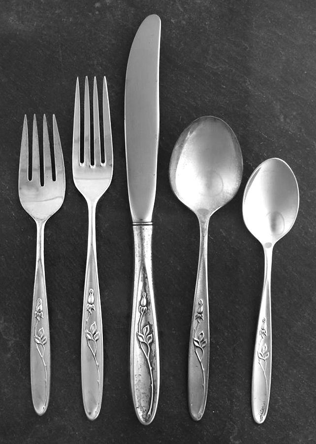 Rose Solitaire (Sterling, 1954) 40 Piece Estate Set by Towle Silver-1