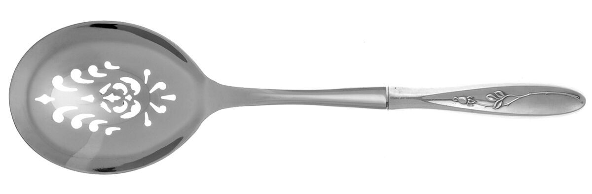 Rose Solitaire (Sterling, 1954) Casserole Spoon with Pierced Stainless Bowl HC by Towle Silver-1