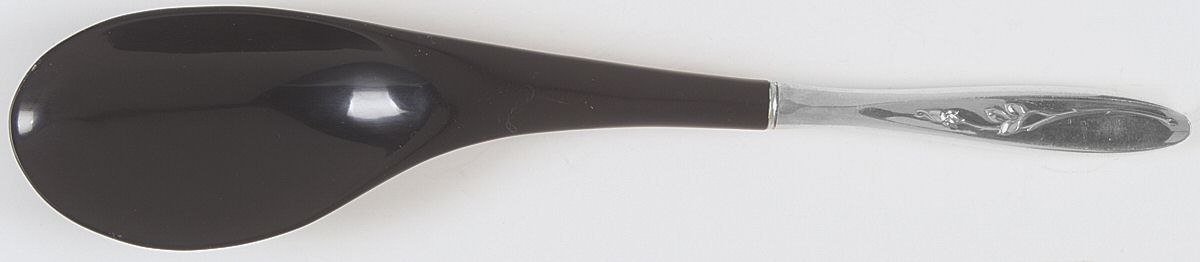 Rose Solitaire (Sterling, 1954) Salad Serving Spoon with Plastic Bowl by Towle Silver-1