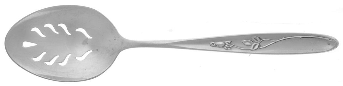 Rose Solitaire (Sterling, 1954) Pierced Tablespoon (Serving Spoon) by Towle Silver-1
