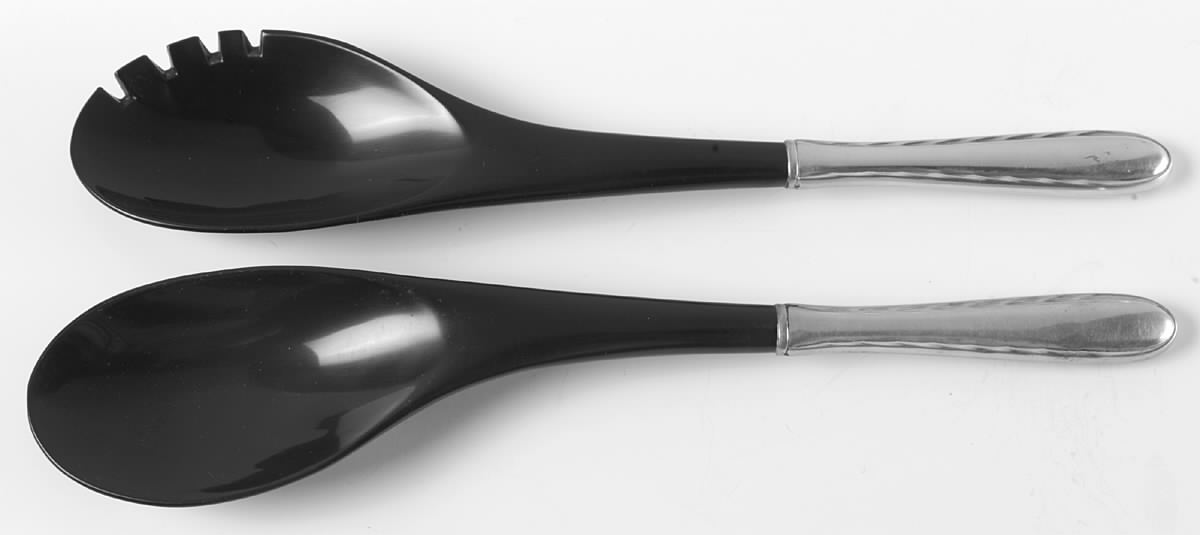 Silver Flutes (Sterling, 1941, No Monograms) Plastic Bowl 2-Piece Salad Set by Towle Silver-1